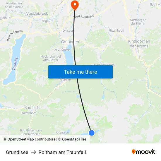 Grundlsee to Roitham am Traunfall map