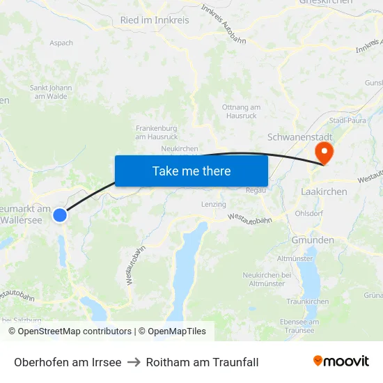 Oberhofen am Irrsee to Roitham am Traunfall map