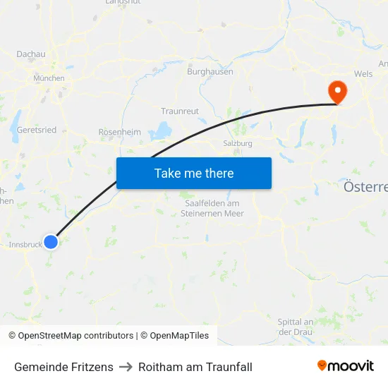 Gemeinde Fritzens to Roitham am Traunfall map