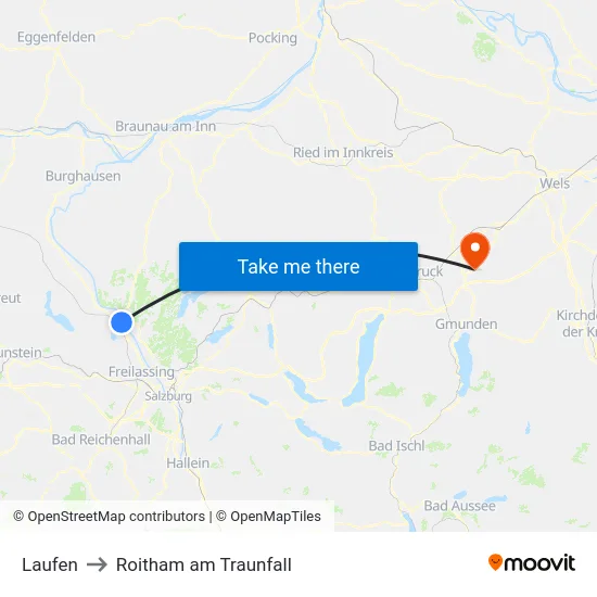 Laufen to Roitham am Traunfall map