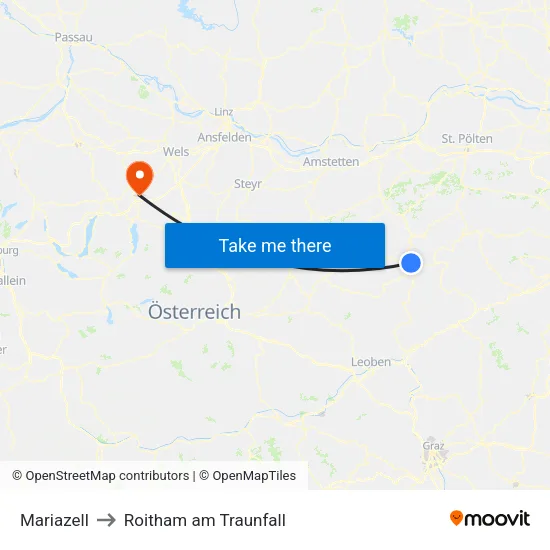 Mariazell to Roitham am Traunfall map