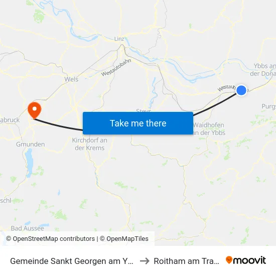 Gemeinde Sankt Georgen am Ybbsfelde to Roitham am Traunfall map