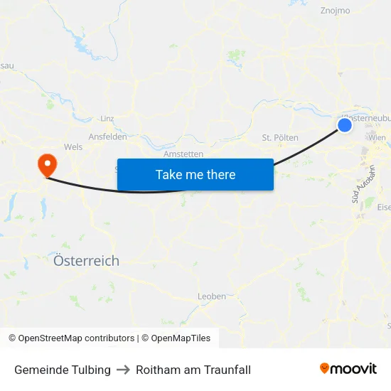 Gemeinde Tulbing to Roitham am Traunfall map