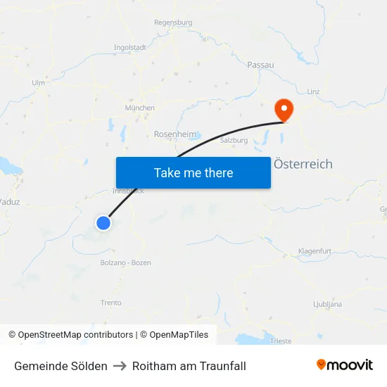 Gemeinde Sölden to Roitham am Traunfall map