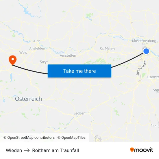 Wieden to Roitham am Traunfall map