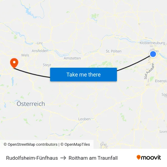 Rudolfsheim-Fünfhaus to Roitham am Traunfall map