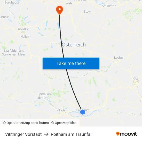 Viktringer Vorstadt to Roitham am Traunfall map