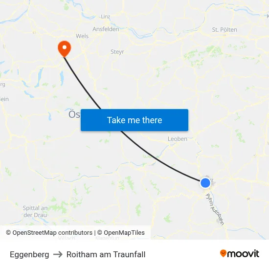 Eggenberg to Roitham am Traunfall map