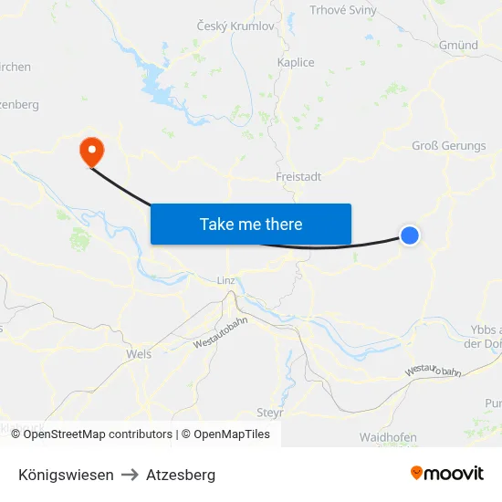 Königswiesen to Atzesberg map