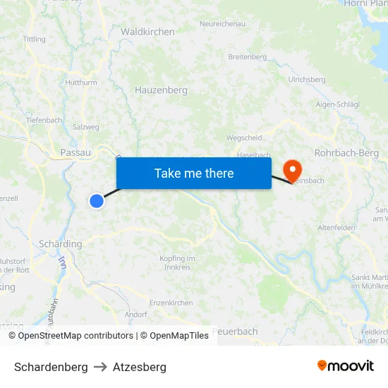 Schardenberg to Atzesberg map
