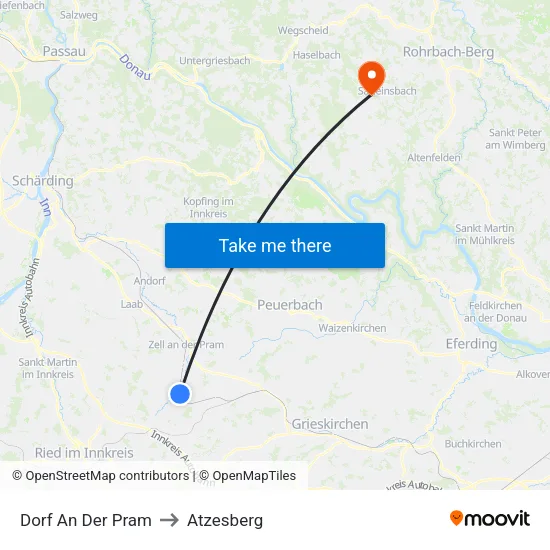 Dorf An Der Pram to Atzesberg map