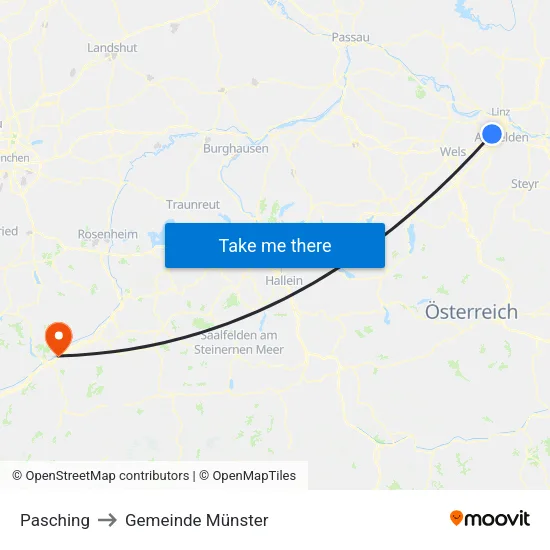 Pasching to Gemeinde Münster map