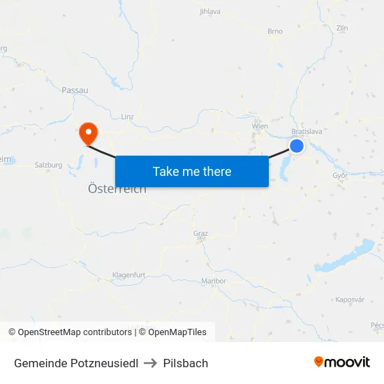 Gemeinde Potzneusiedl to Pilsbach map