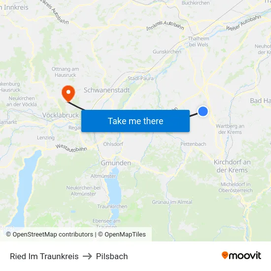 Ried Im Traunkreis to Pilsbach map