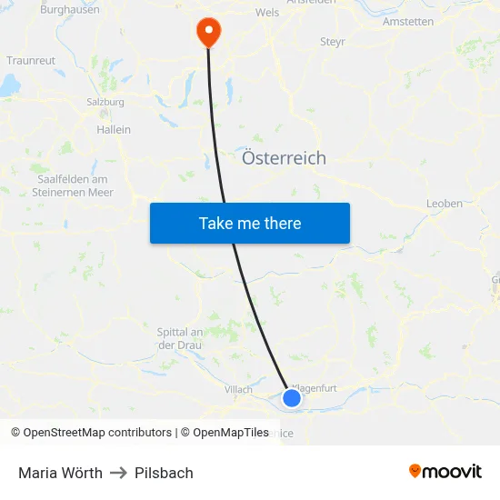 Maria Wörth to Pilsbach map
