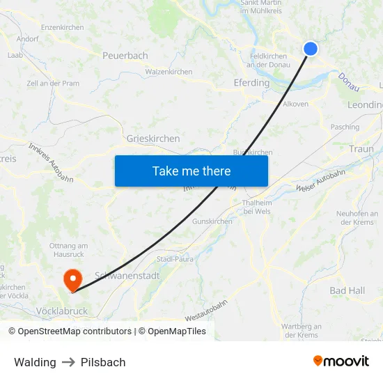 Walding to Pilsbach map