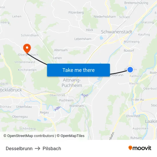 Desselbrunn to Pilsbach map