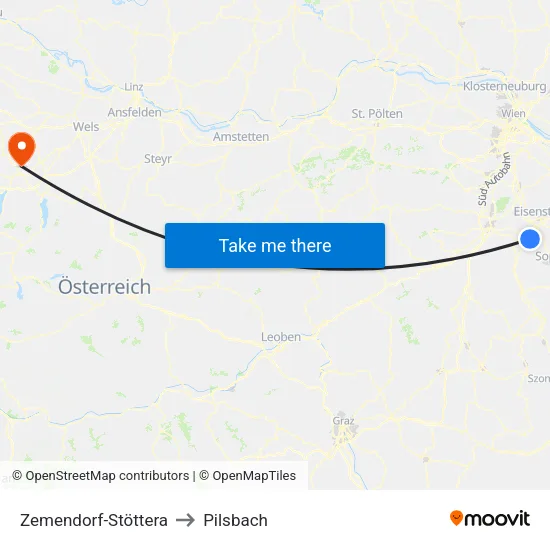 Zemendorf-Stöttera to Pilsbach map