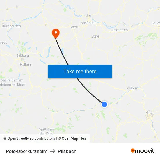 Pöls-Oberkurzheim to Pilsbach map