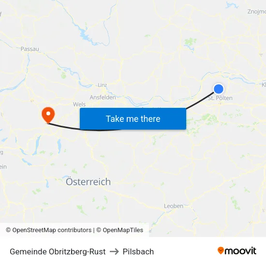Gemeinde Obritzberg-Rust to Pilsbach map