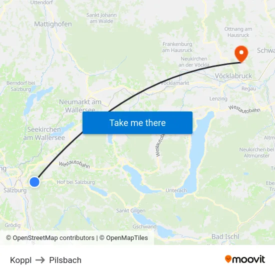 Koppl to Pilsbach map