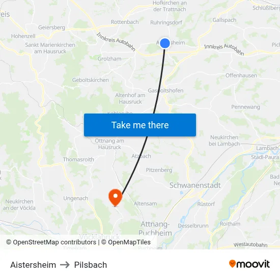 Aistersheim to Pilsbach map