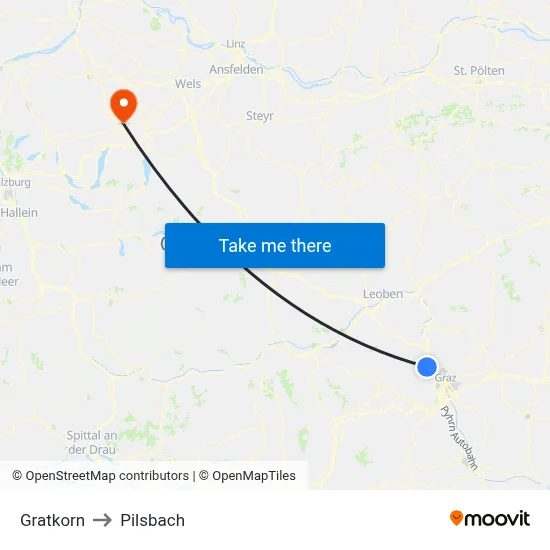 Gratkorn to Pilsbach map