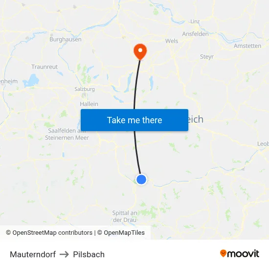 Mauterndorf to Pilsbach map