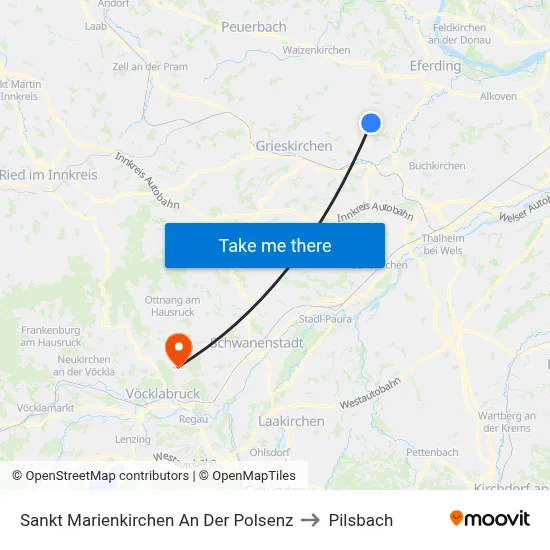 Sankt Marienkirchen An Der Polsenz to Pilsbach map