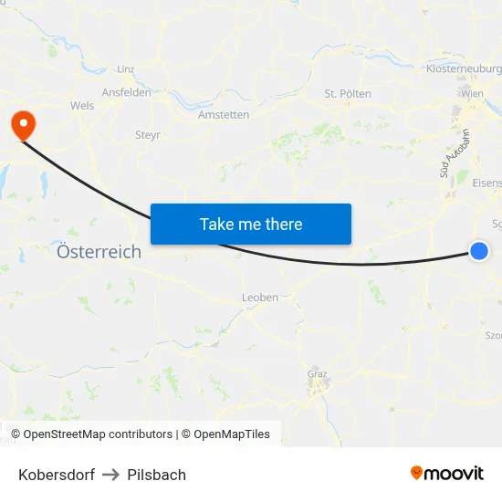 Kobersdorf to Pilsbach map