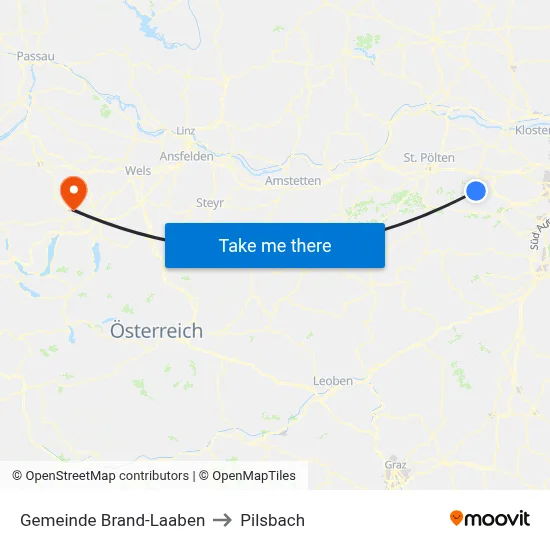Gemeinde Brand-Laaben to Pilsbach map