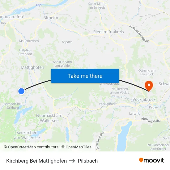 Kirchberg Bei Mattighofen to Pilsbach map