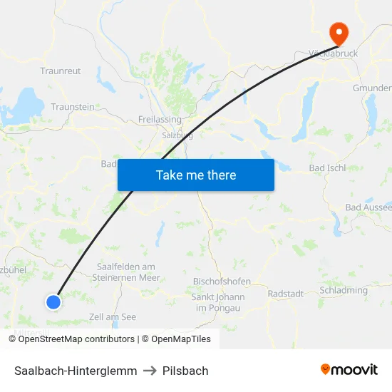 Saalbach-Hinterglemm to Pilsbach map