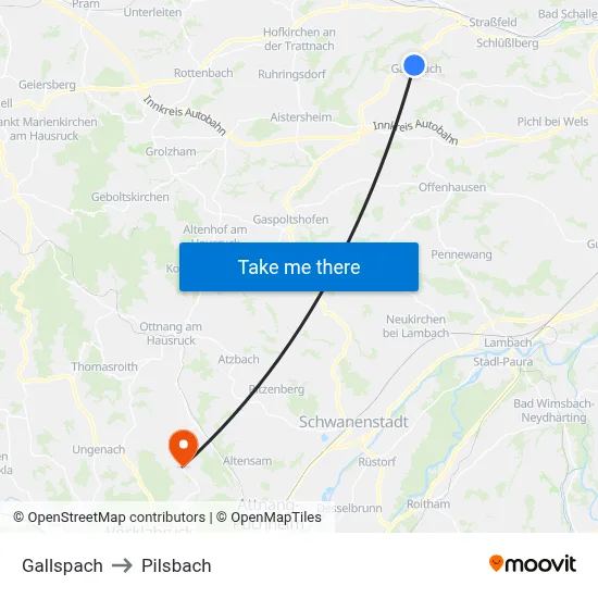 Gallspach to Pilsbach map