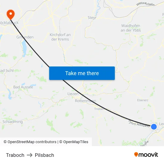 Traboch to Pilsbach map