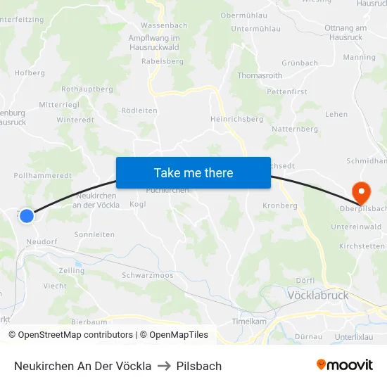 Neukirchen An Der Vöckla to Pilsbach map