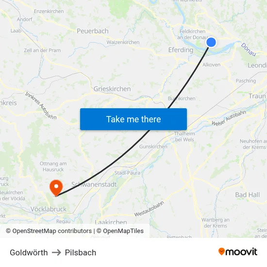 Goldwörth to Pilsbach map