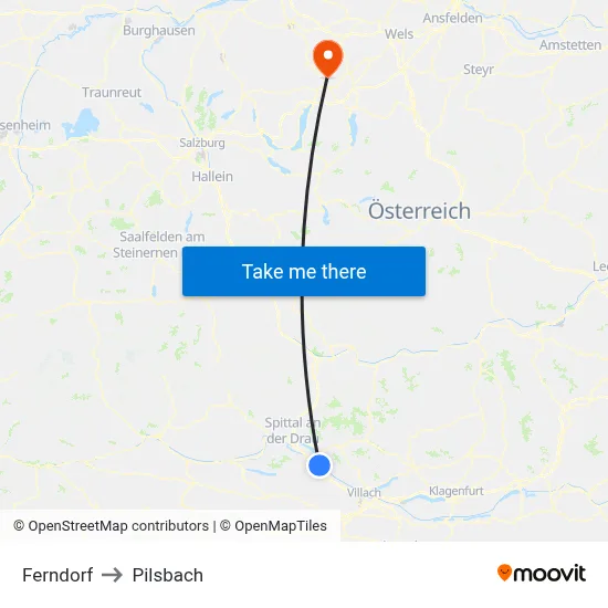 Ferndorf to Pilsbach map