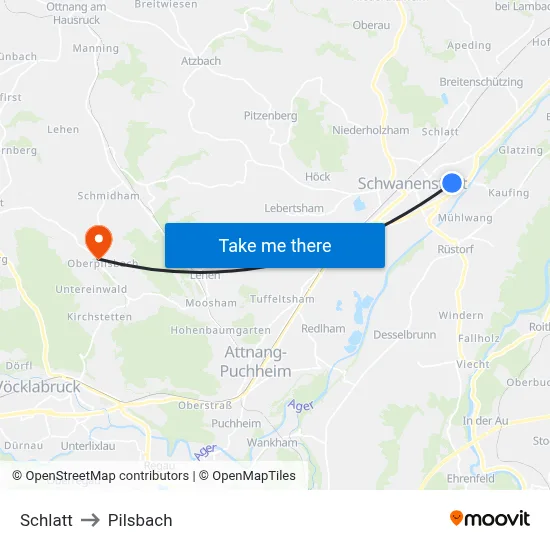 Schlatt to Pilsbach map