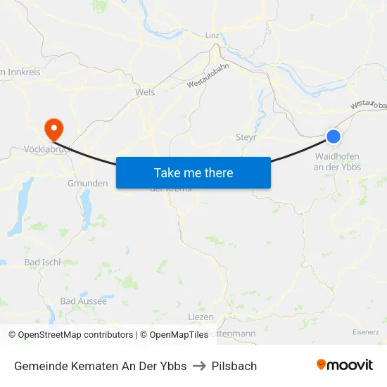 Gemeinde Kematen An Der Ybbs to Pilsbach map