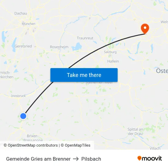 Gemeinde Gries am Brenner to Pilsbach map