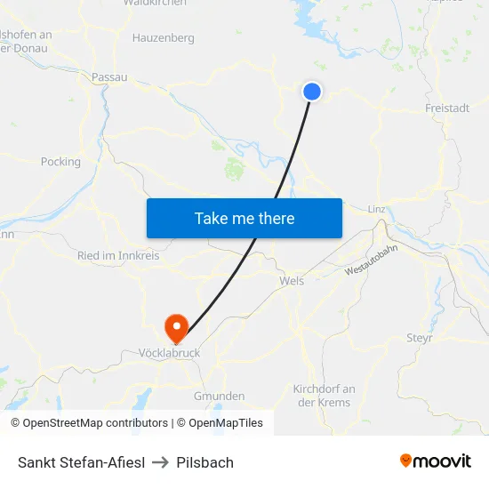 Sankt Stefan-Afiesl to Pilsbach map