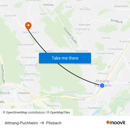 Attnang-Puchheim to Pilsbach map