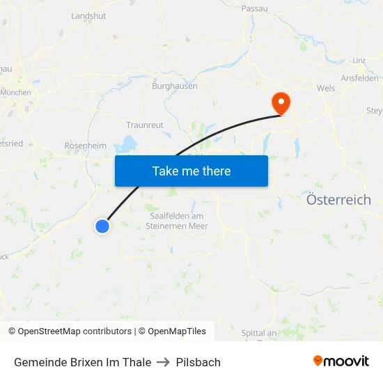 Gemeinde Brixen Im Thale to Pilsbach map