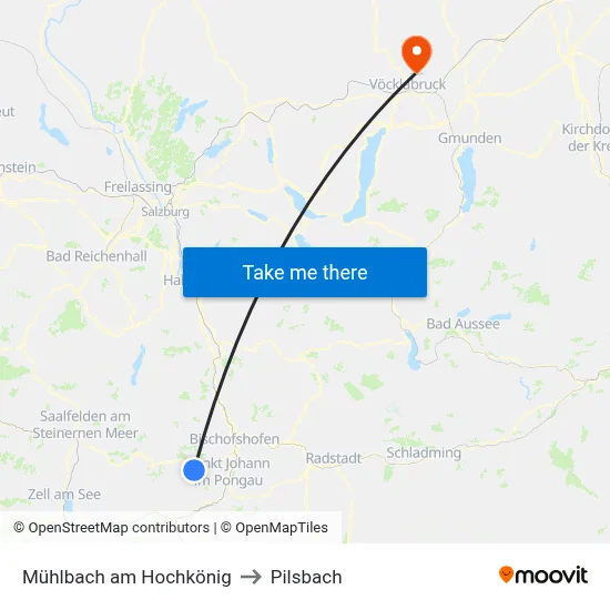 Mühlbach am Hochkönig to Pilsbach map