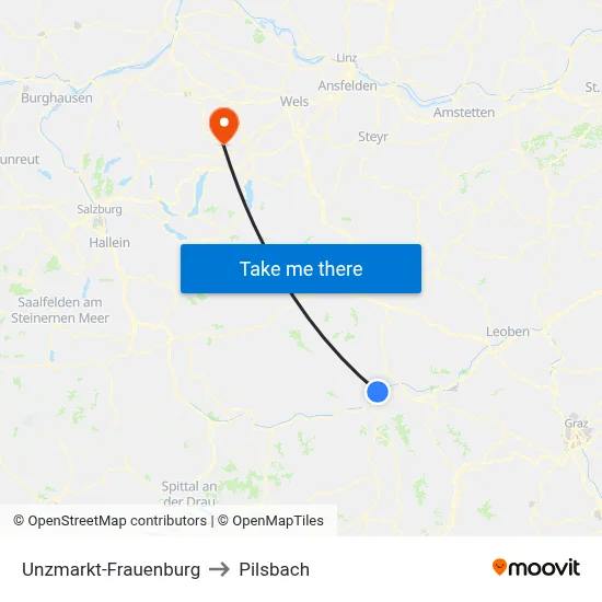 Unzmarkt-Frauenburg to Pilsbach map