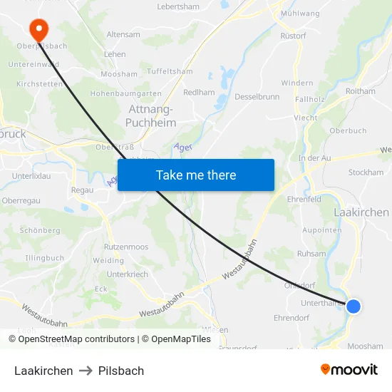 Laakirchen to Pilsbach map