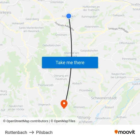 Rottenbach to Pilsbach map
