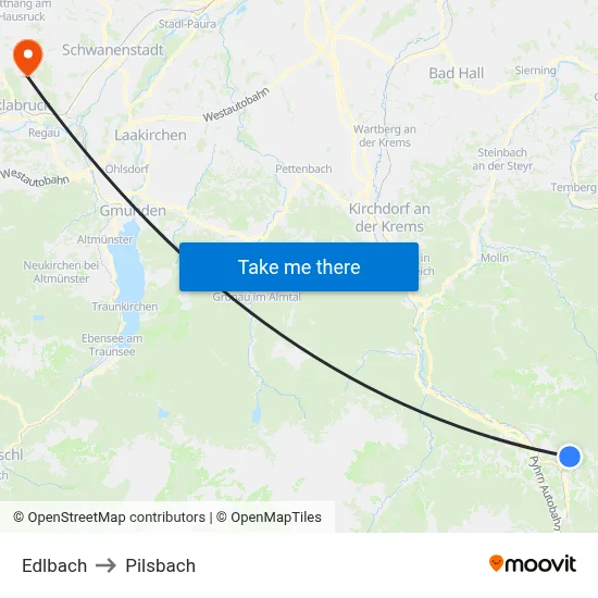 Edlbach to Pilsbach map