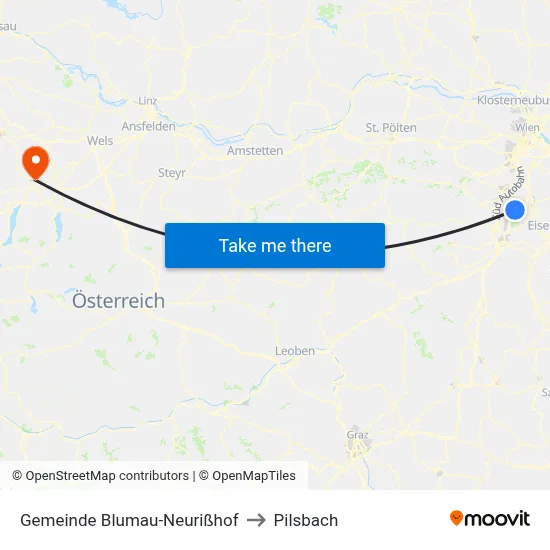Gemeinde Blumau-Neurißhof to Pilsbach map